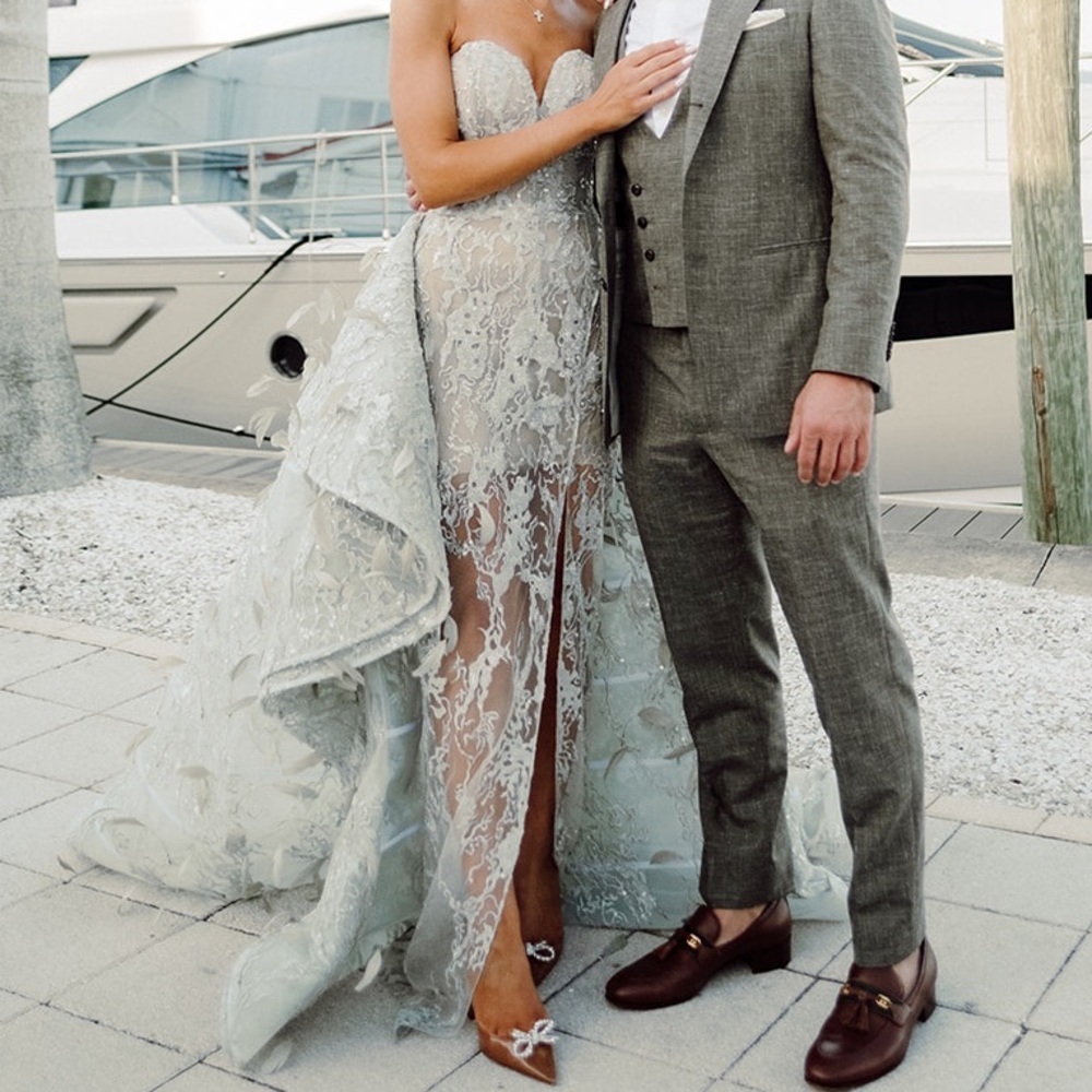 SOPHIE COUTURE Strapless Gown with Floral Details - Picture 5 of 6